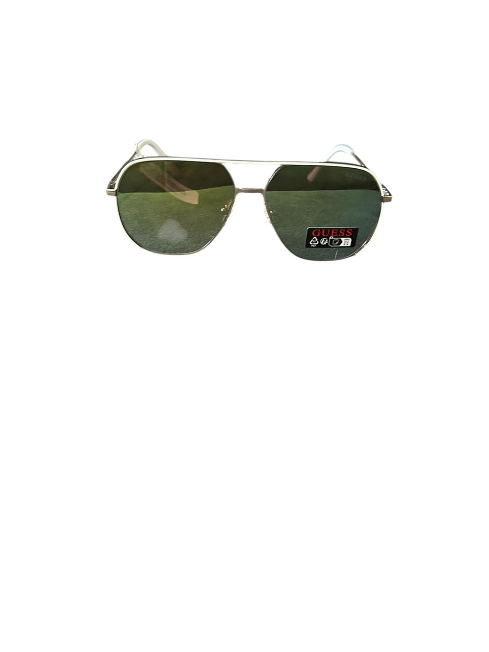 Guess gold and white -Frame Aviator Sunglasses with Green Lenses